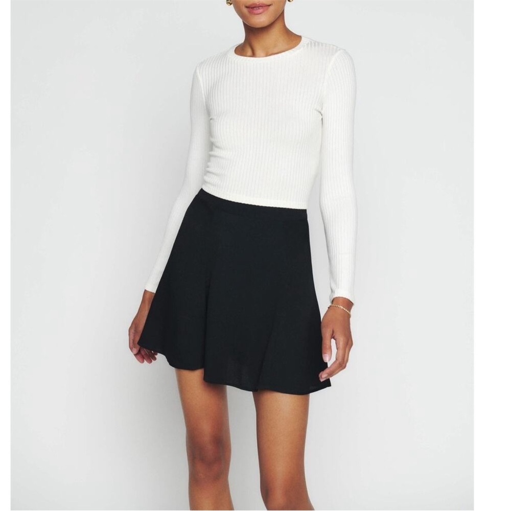 NWT Reformation Black Flounce Skirt